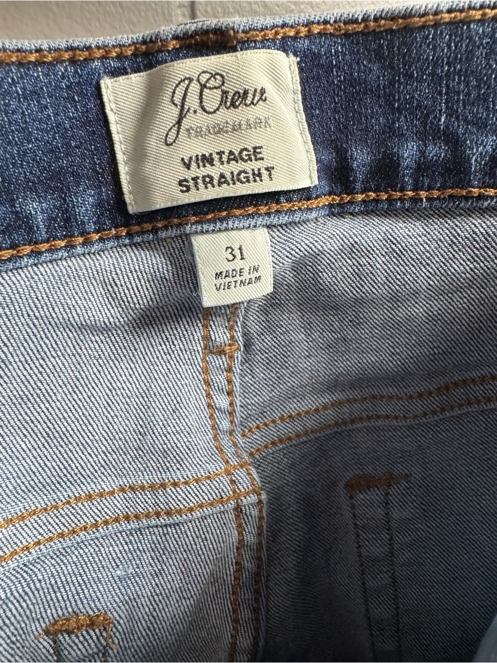 J. Crew Women’s Vintage Straight Ankle Jeans - Light Blue with Tan Stitching
